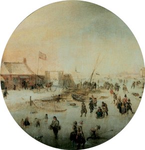 Paesaggio invernale con pattinatori e persone che giocano a kolf da Hendrick Avercamp